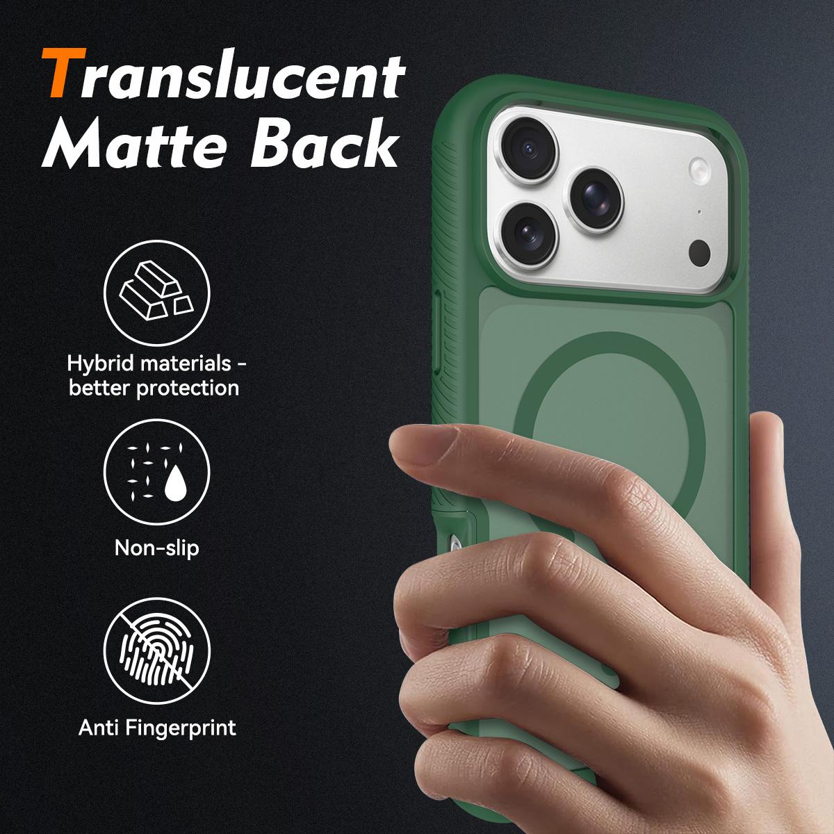 For iPhone 17 Pro Starry Sky Matte Magnetic TPU Hybrid PC Phone Case - Green - EDA010188404C