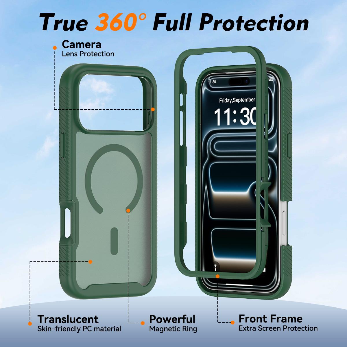 For iPhone 17 Pro Starry Sky Matte Magnetic TPU Hybrid PC Phone Case - Green - EDA010188404C