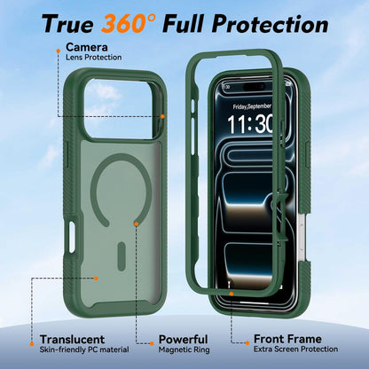 For iPhone 17 Pro Starry Sky Matte Magnetic TPU Hybrid PC Phone Case - Green - EDA010188404C