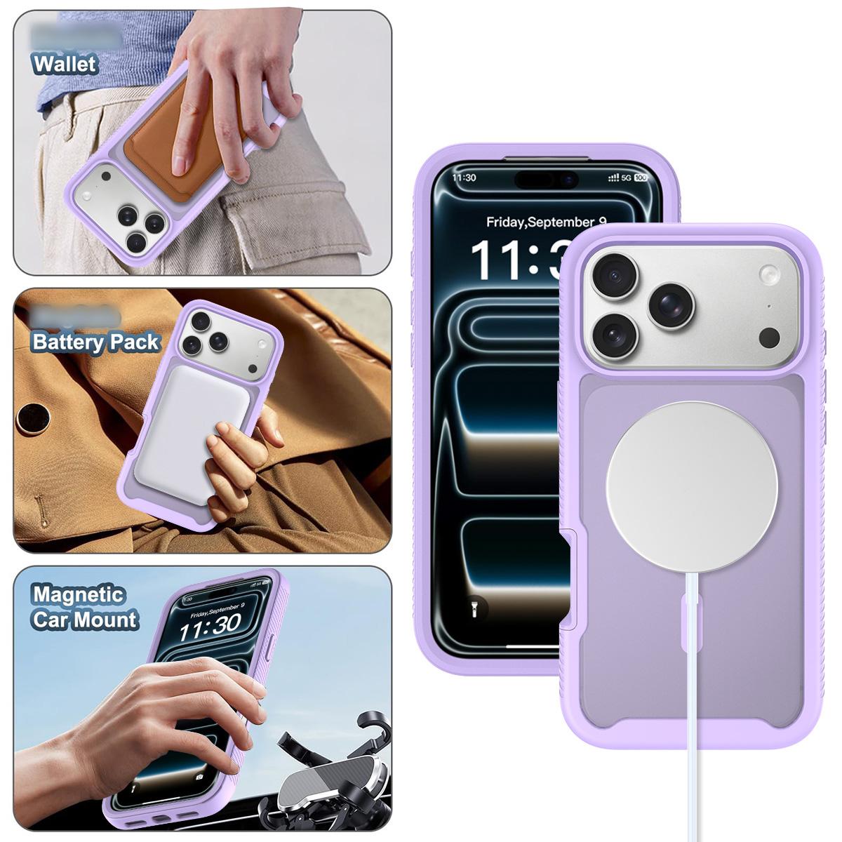 For iPhone 17 Pro Starry Sky Matte Magnetic TPU Hybrid PC Phone Case - Purple - EDA010188404D