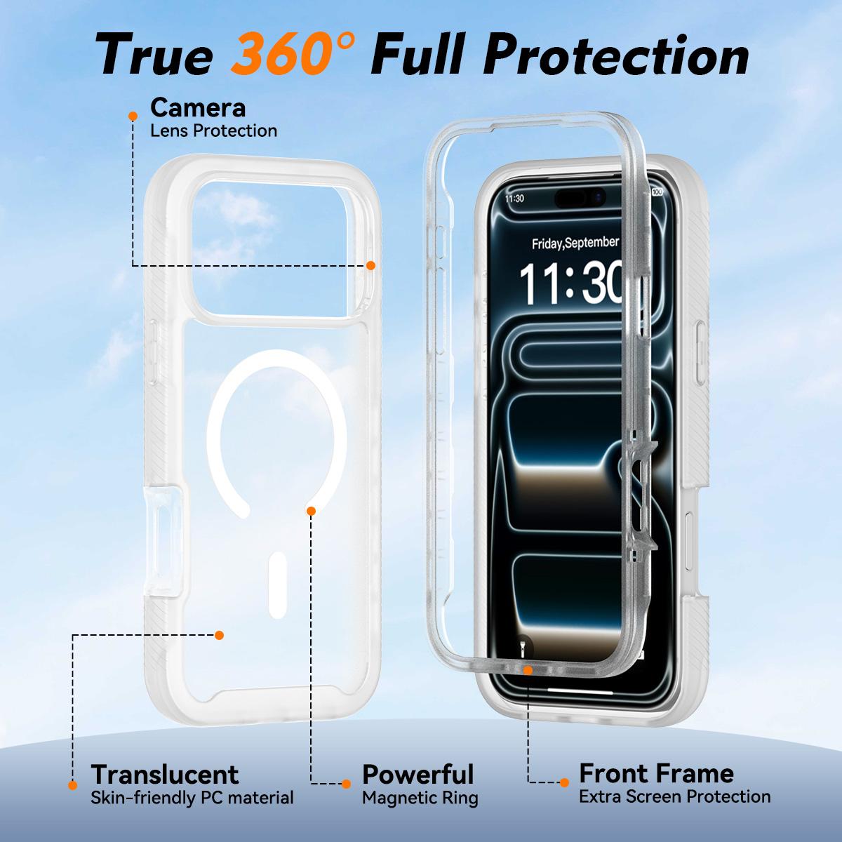 For iPhone 17 Pro Starry Sky Matte Magnetic TPU Hybrid PC Phone Case - Matte Transparent - EDA010188404F