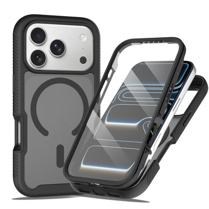 For iPhone 17 Pro Starry Sky Matte Magnetic TPU Hybrid PC Phone Case with Screen Protector - Black - EDA010188504A