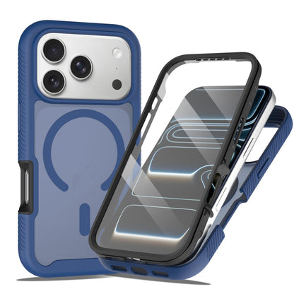 For iPhone 17 Pro Starry Sky Matte Magnetic TPU Hybrid PC Phone Case with Screen Protector - Blue - EDA010188504B