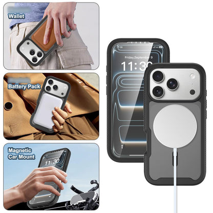 For iPhone 17 Pro Starry Sky Matte Magnetic TPU Hybrid PC Phone Case with Screen Protector - Blue - EDA010188504B