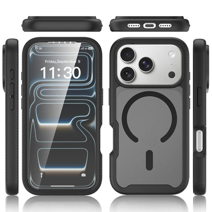 For iPhone 17 Pro Starry Sky Matte Magnetic TPU Hybrid PC Phone Case with Screen Protector - Orange - EDA010188504E