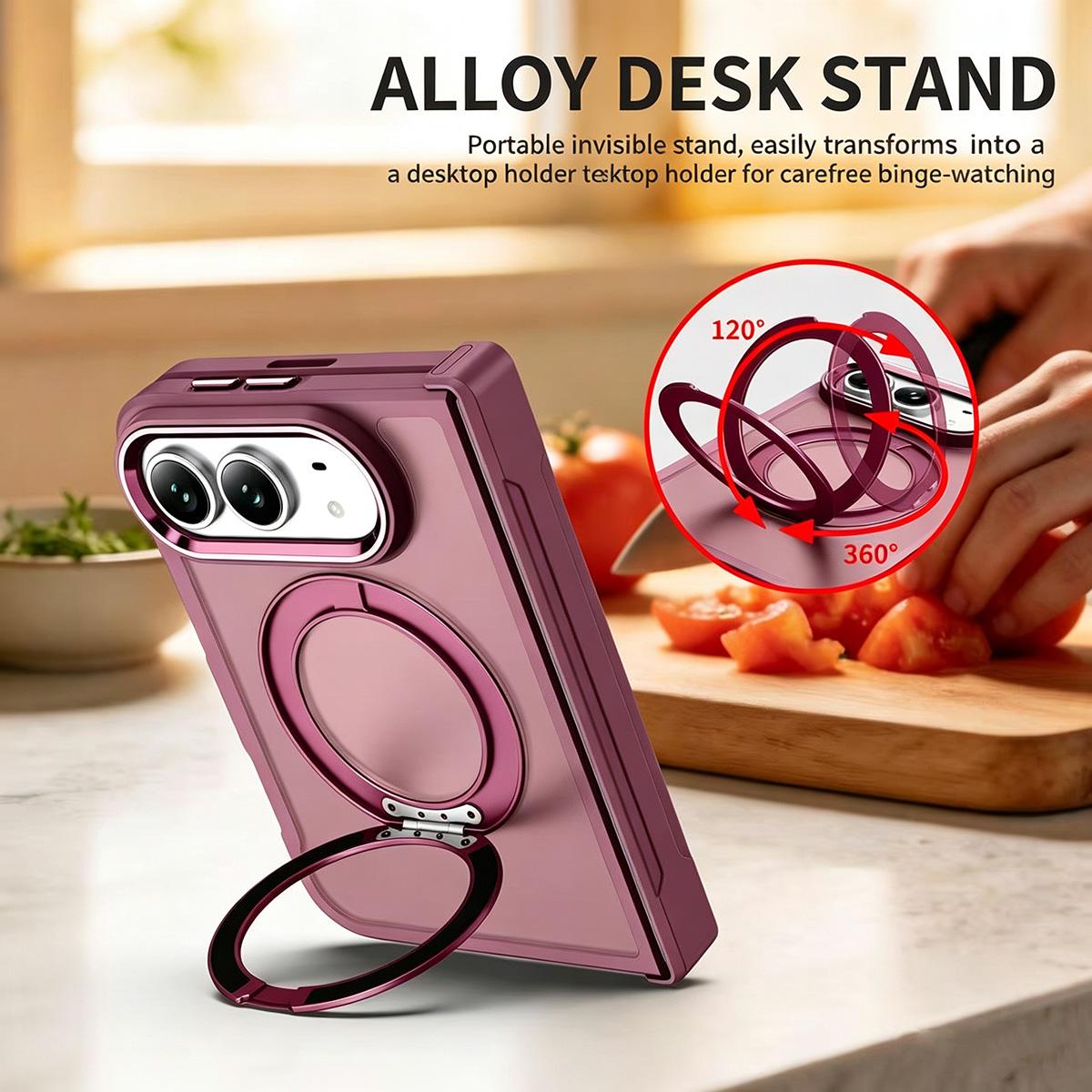 For iPhone Duo Armor-style Hinge Protection Magnetic Ring Holder Phone Case - Blue - EDA010188801C