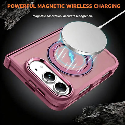 For iPhone Duo Armor-style Hinge Protection Magnetic Ring Holder Phone Case - Grey - EDA010188801D