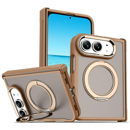 For iPhone Duo Armor-style Hinge Protection Magnetic Ring Holder Phone Case - Gold - EDA010188801F