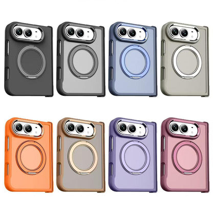 For iPhone Duo Armor-style Hinge Protection Magnetic Ring Holder Phone Case - Gold - EDA010188801F