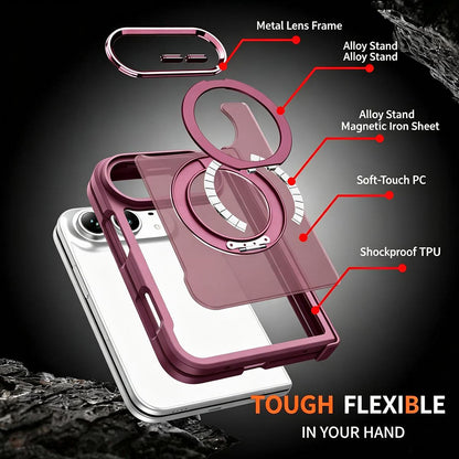 For iPhone Duo Armor-style Hinge Protection Magnetic Ring Holder Phone Case - Gold - EDA010188801F