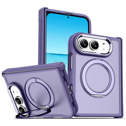For iPhone Duo Armor-style Hinge Protection Magnetic Ring Holder Phone Case - Purple - EDA010188801G