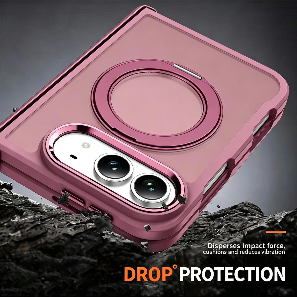 For iPhone Duo Armor-style Hinge Protection Magnetic Ring Holder Phone Case - Red - EDA010188801H