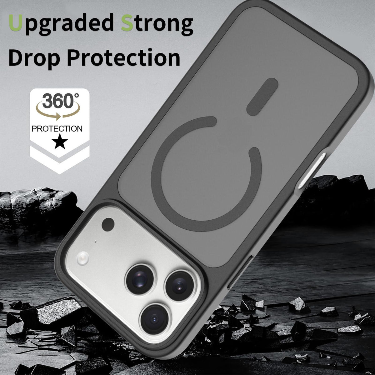 For iPhone 18 Pro Max Skin Feel TPU Hybrid PC MagSafe Phone Case - Black - EDA010189001A