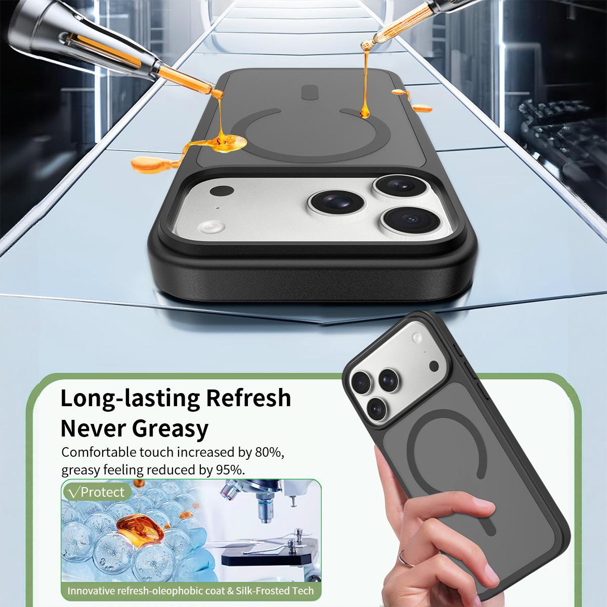 For iPhone 18 Pro Max Skin Feel TPU Hybrid PC MagSafe Phone Case - Black - EDA010189001A