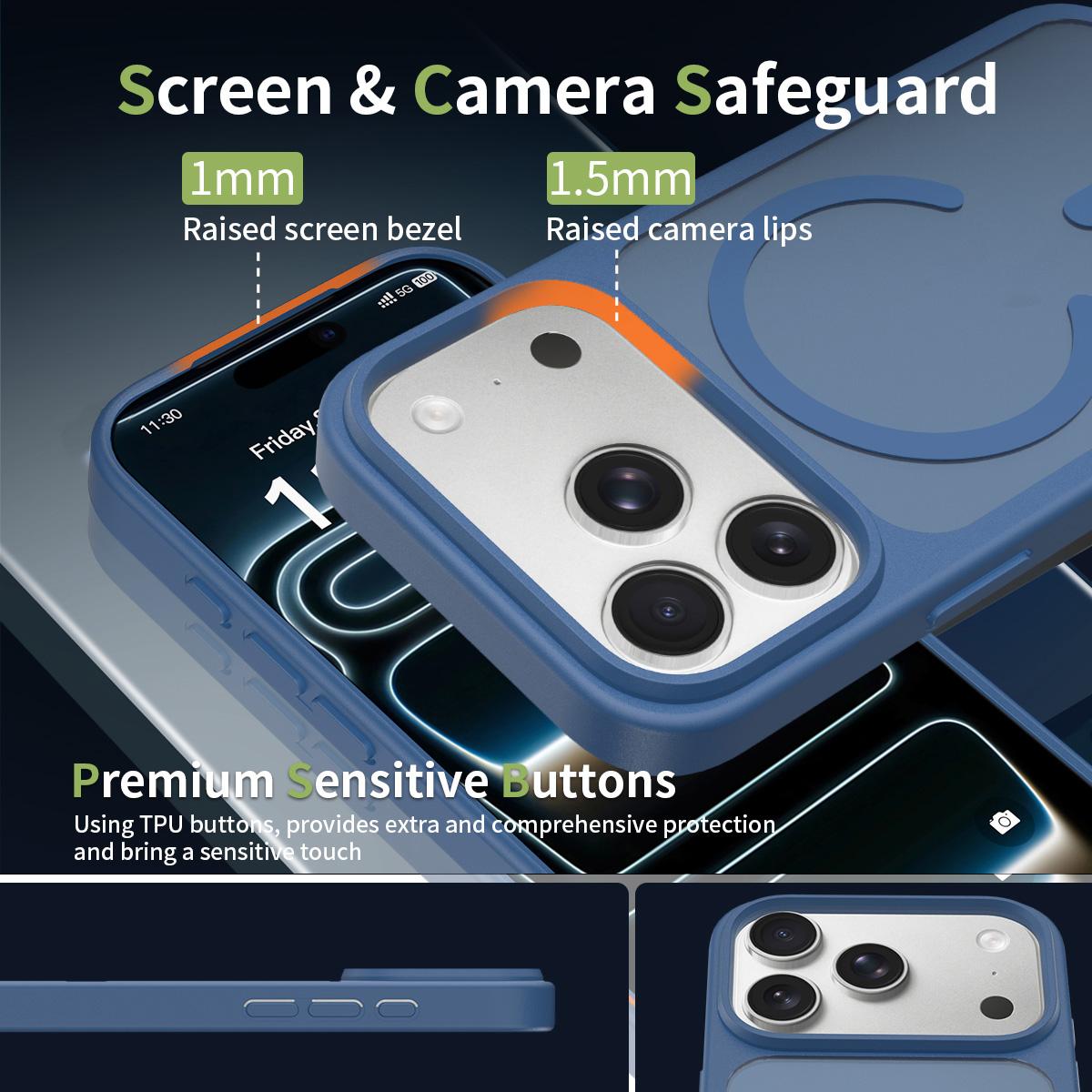 For iPhone 18 Pro Max Skin Feel TPU Hybrid PC MagSafe Phone Case - Blue - EDA010189001B