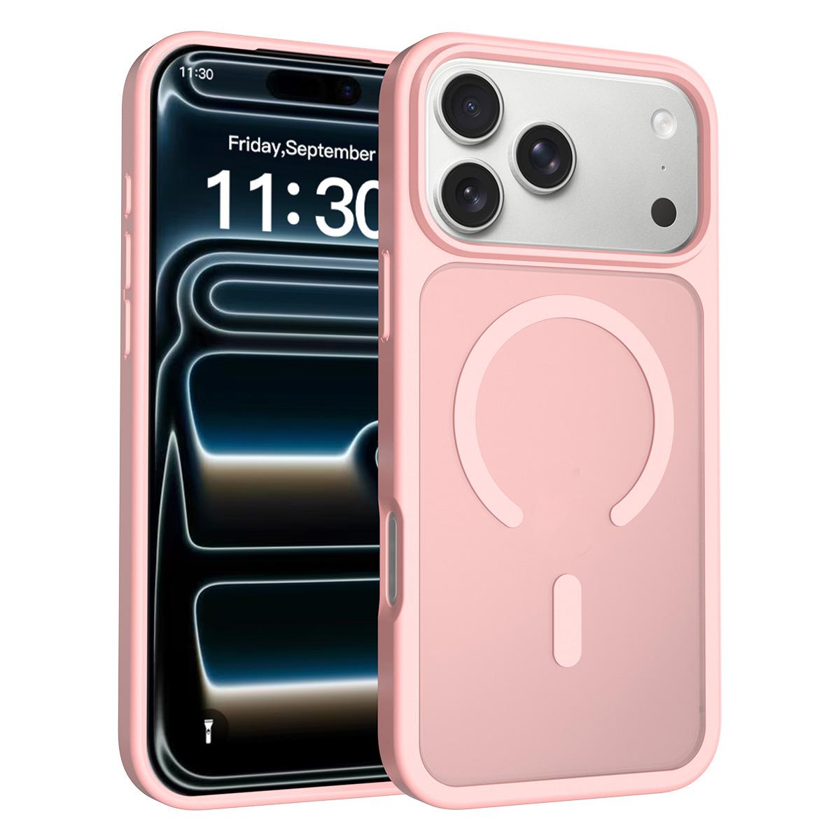 For iPhone 18 Pro Max Skin Feel TPU Hybrid PC MagSafe Phone Case - Pink - EDA010189001C