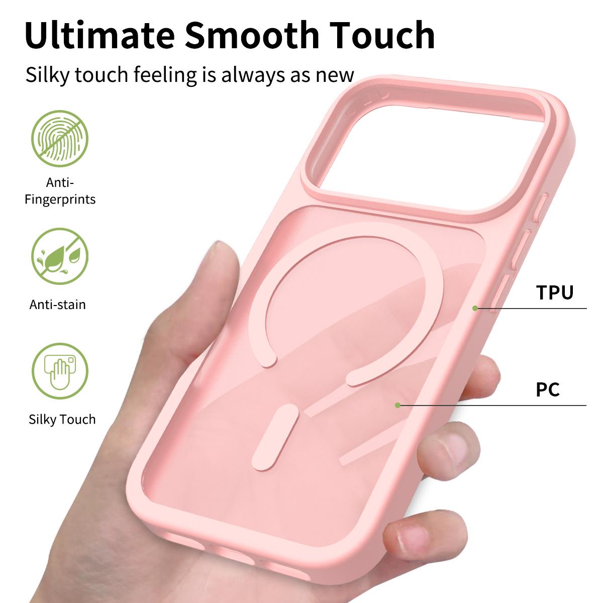 For iPhone 18 Pro Max Skin Feel TPU Hybrid PC MagSafe Phone Case - Pink - EDA010189001C