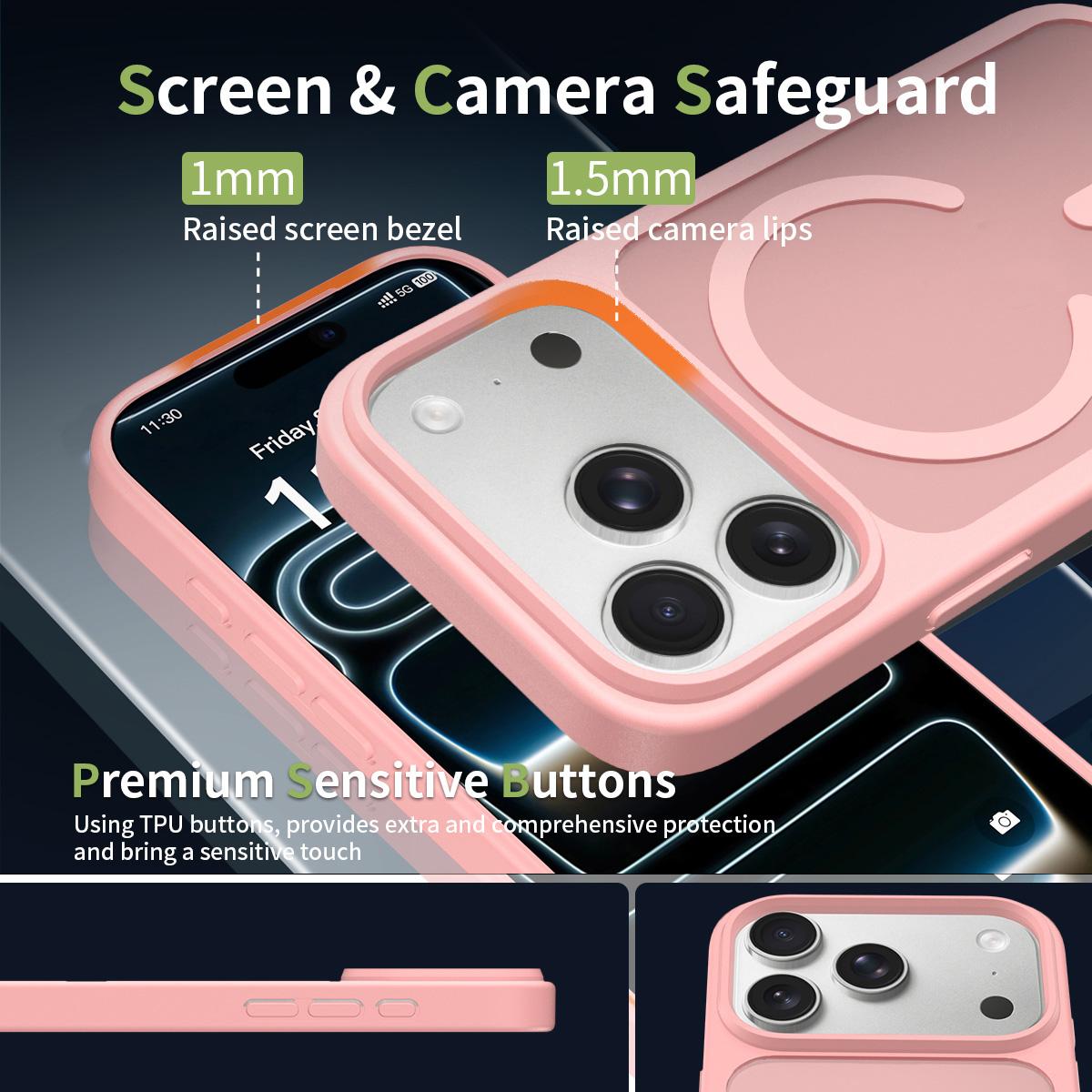 For iPhone 18 Pro Max Skin Feel TPU Hybrid PC MagSafe Phone Case - Pink - EDA010189001C