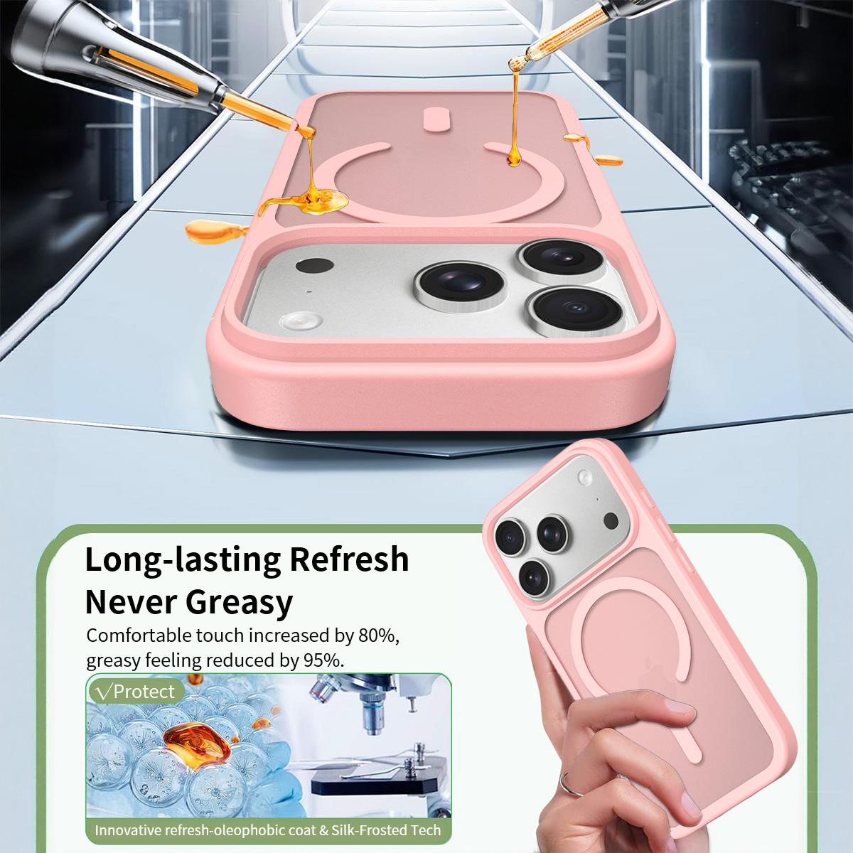 For iPhone 18 Pro Max Skin Feel TPU Hybrid PC MagSafe Phone Case - Pink - EDA010189001C