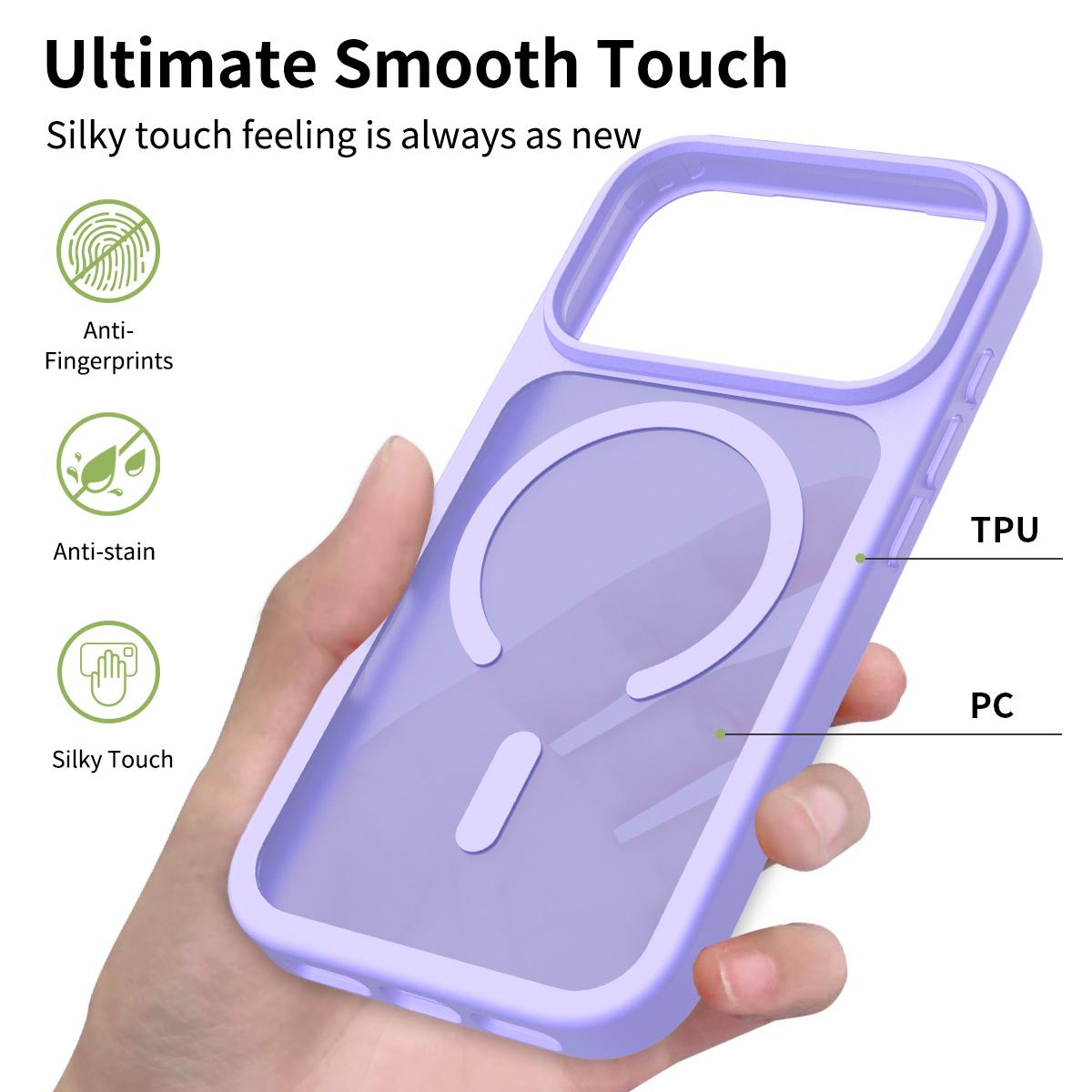 For iPhone 18 Pro Max Skin Feel TPU Hybrid PC MagSafe Phone Case - Purple - EDA010189001D