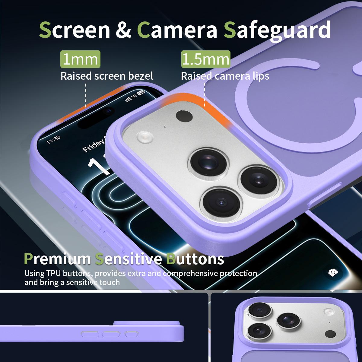 For iPhone 18 Pro Max Skin Feel TPU Hybrid PC MagSafe Phone Case - Purple - EDA010189001D