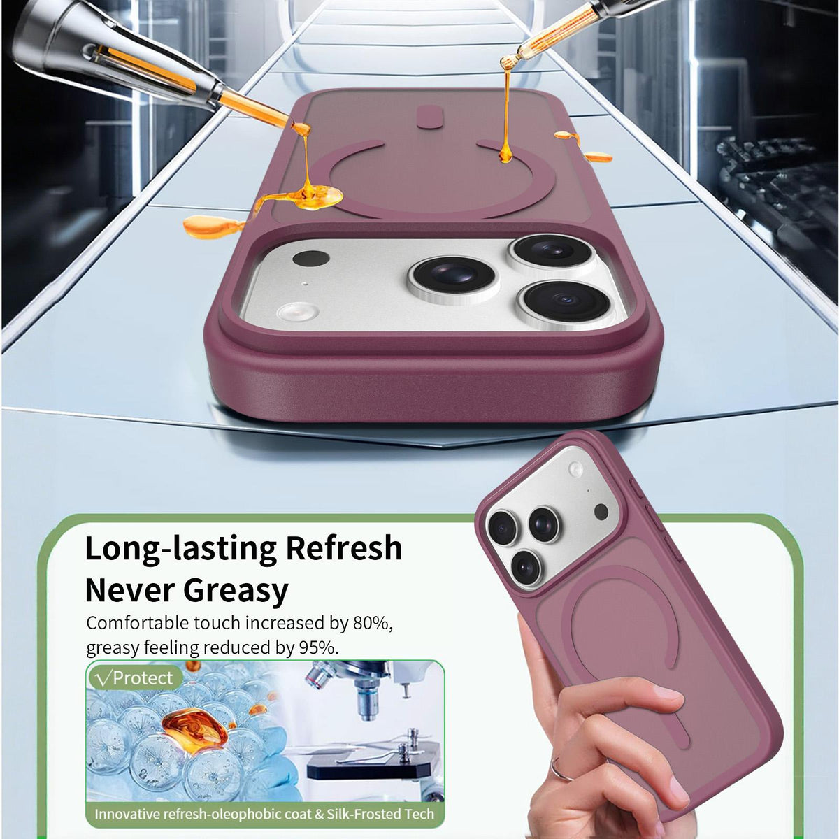 For iPhone 18 Pro Max Skin Feel TPU Hybrid PC MagSafe Phone Case - Cherry Red - EDA010189001E