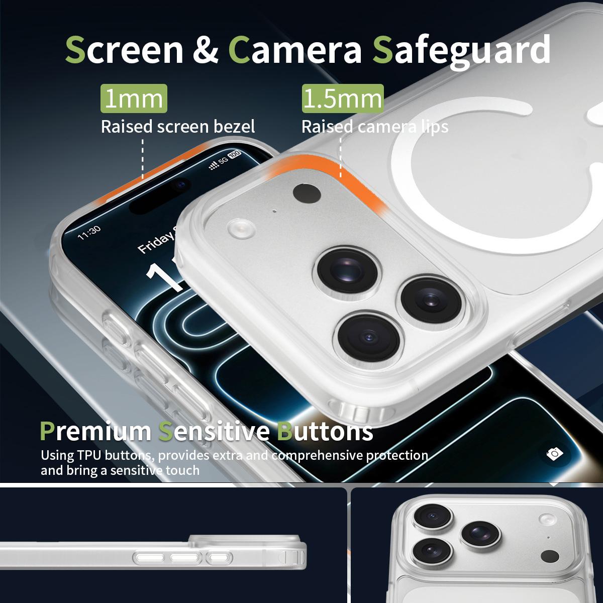 For iPhone 18 Pro Max Skin Feel TPU Hybrid PC MagSafe Phone Case - Transparent - EDA010189001F