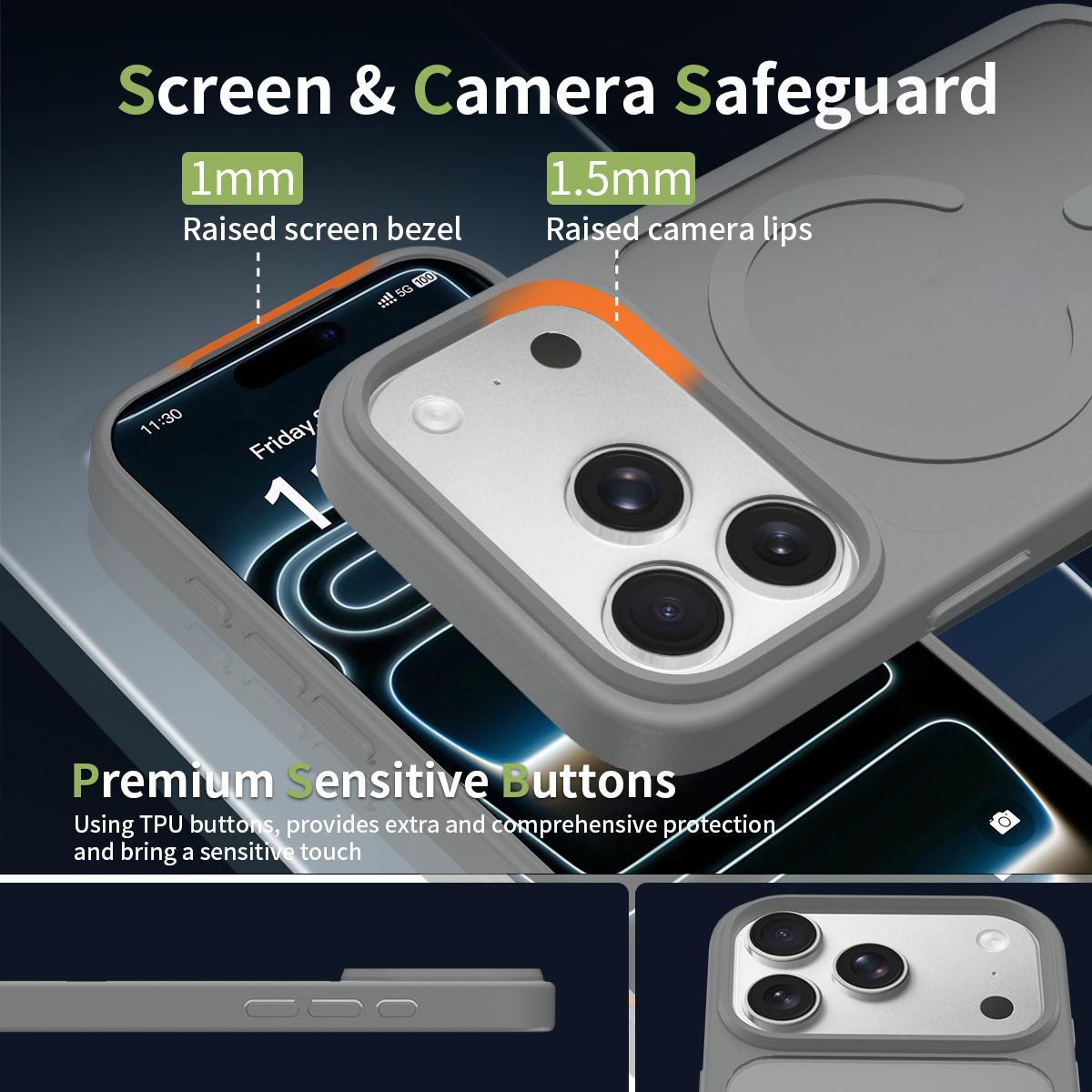 For iPhone 18 Pro Max Skin Feel TPU Hybrid PC MagSafe Phone Case - Dark Grey - EDA010189001G