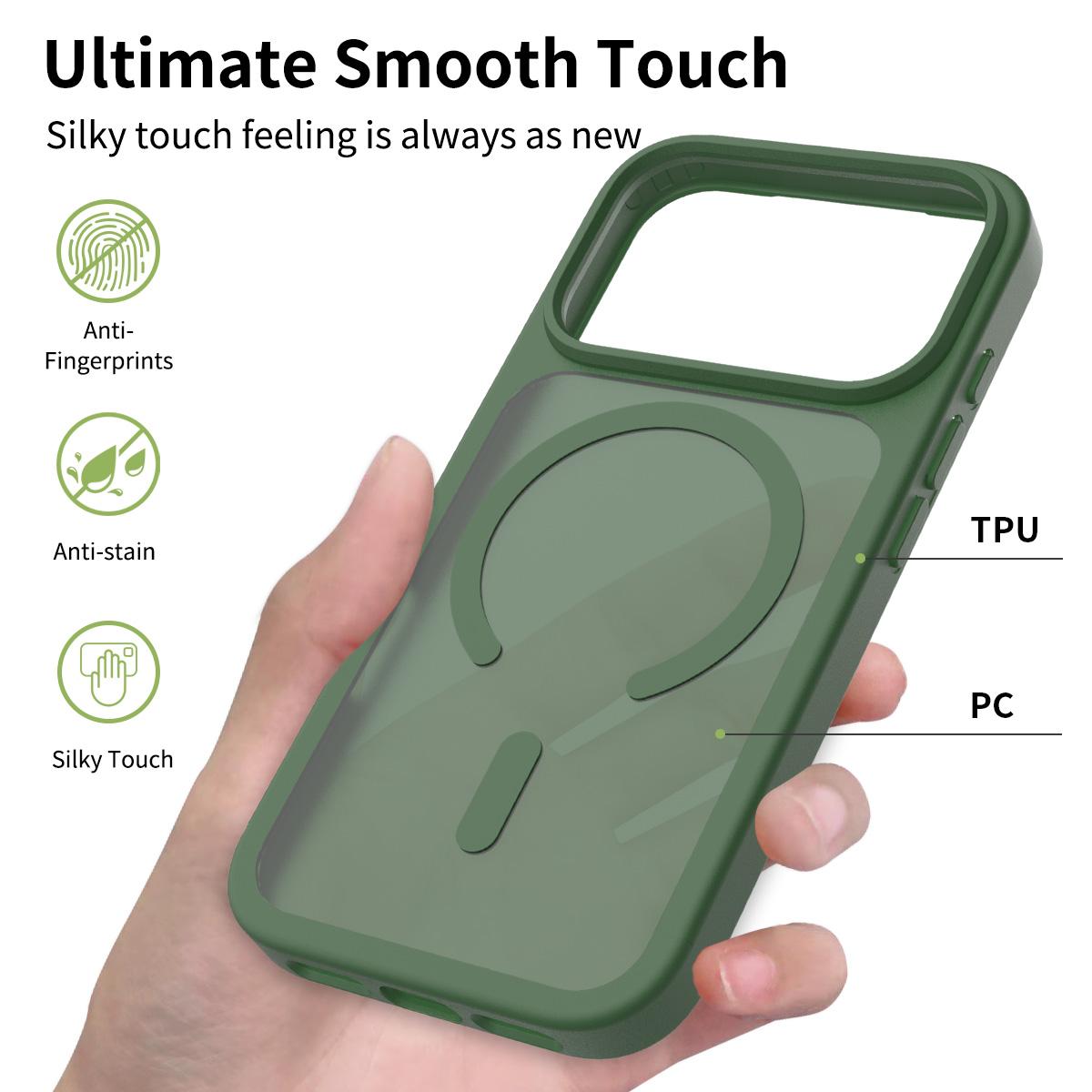 For iPhone 18 Pro Max Skin Feel TPU Hybrid PC MagSafe Phone Case - Dark Green - EDA010189001H