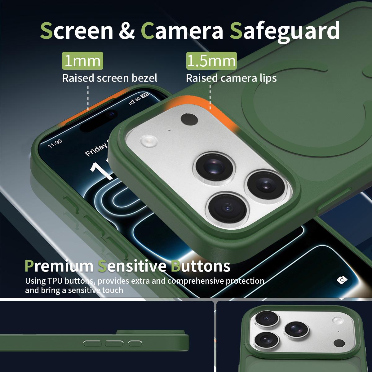 For iPhone 18 Pro Max Skin Feel TPU Hybrid PC MagSafe Phone Case - Dark Green - EDA010189001H