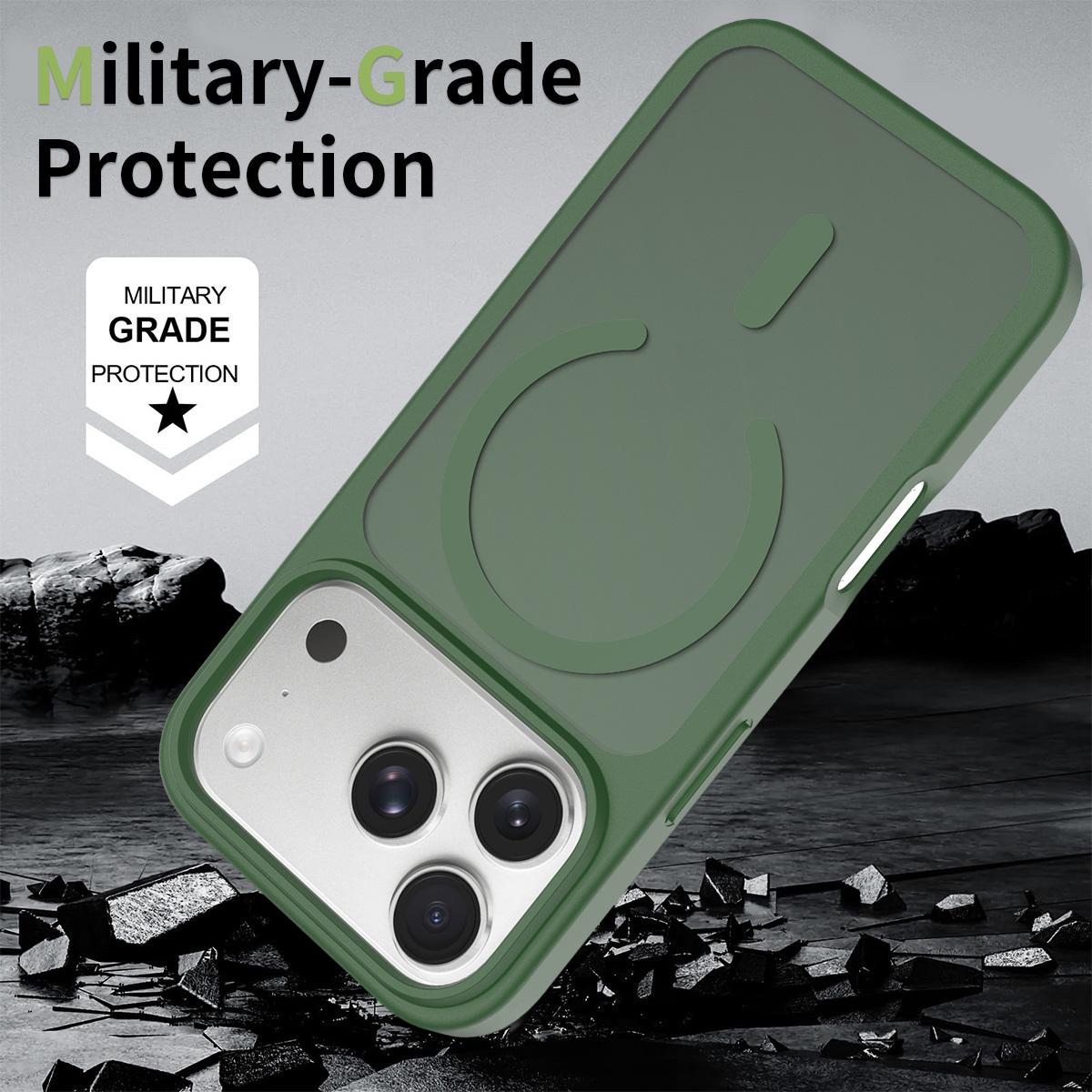 For iPhone 18 Pro Max Skin Feel TPU Hybrid PC MagSafe Phone Case - Dark Green - EDA010189001H