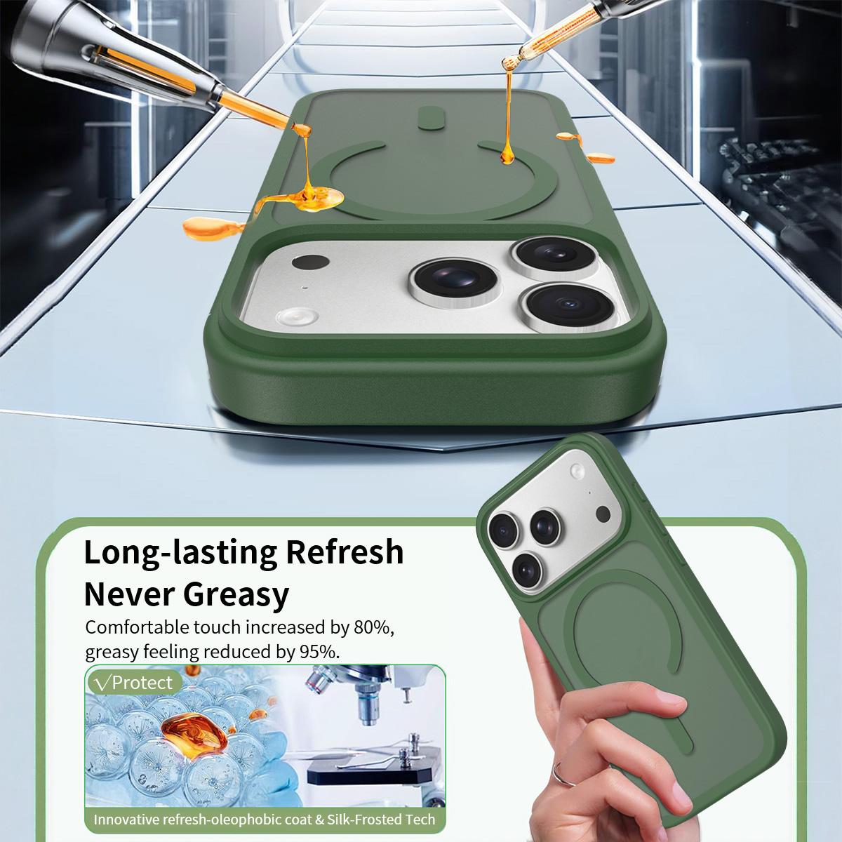 For iPhone 18 Pro Max Skin Feel TPU Hybrid PC MagSafe Phone Case - Dark Green - EDA010189001H