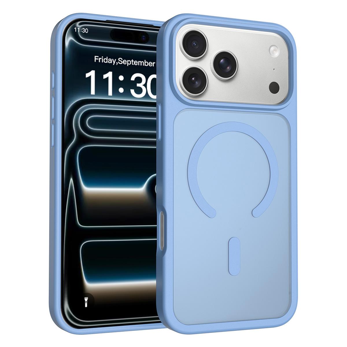 For iPhone 18 Pro Max Skin Feel TPU Hybrid PC MagSafe Phone Case - Sierra Blue - EDA010189001I