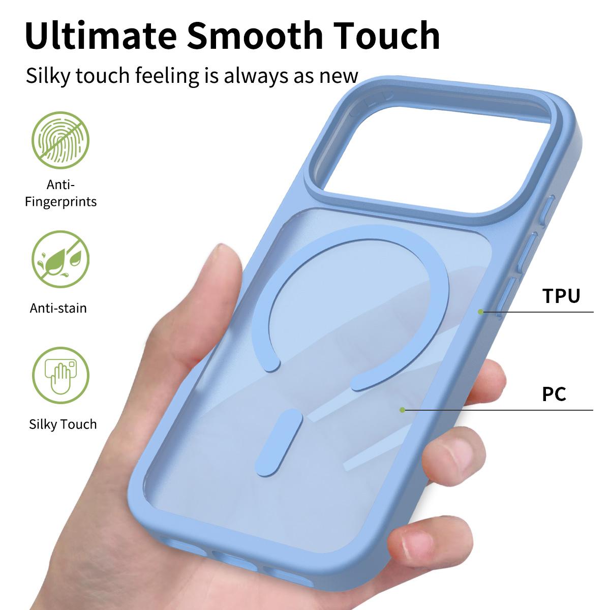 For iPhone 18 Pro Max Skin Feel TPU Hybrid PC MagSafe Phone Case - Sierra Blue - EDA010189001I