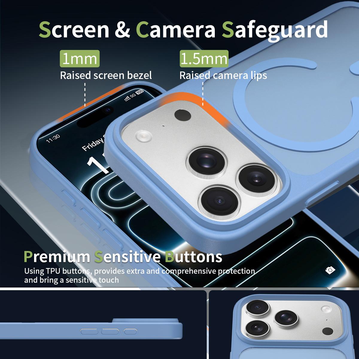For iPhone 18 Pro Max Skin Feel TPU Hybrid PC MagSafe Phone Case - Sierra Blue - EDA010189001I