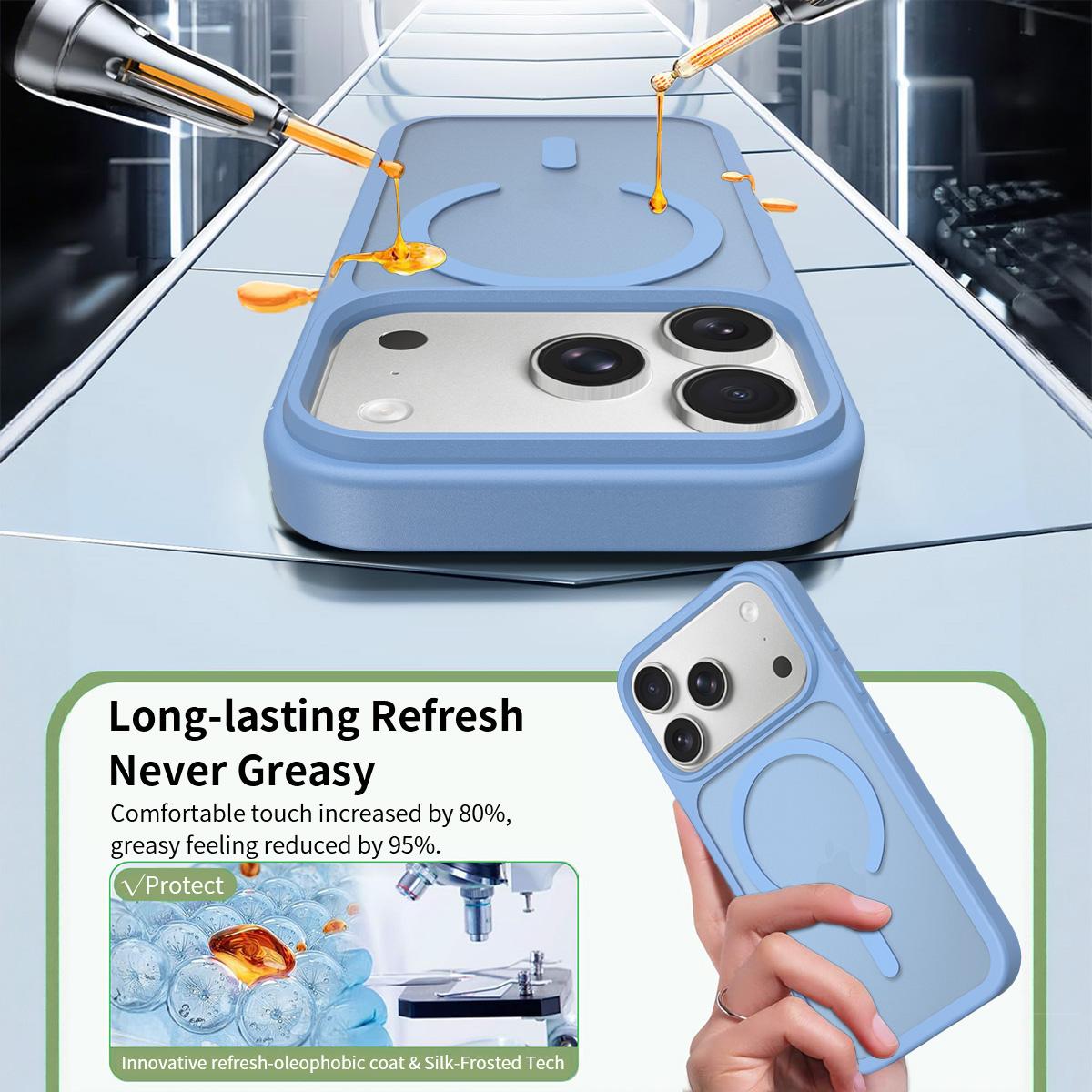 For iPhone 18 Pro Max Skin Feel TPU Hybrid PC MagSafe Phone Case - Sierra Blue - EDA010189001I