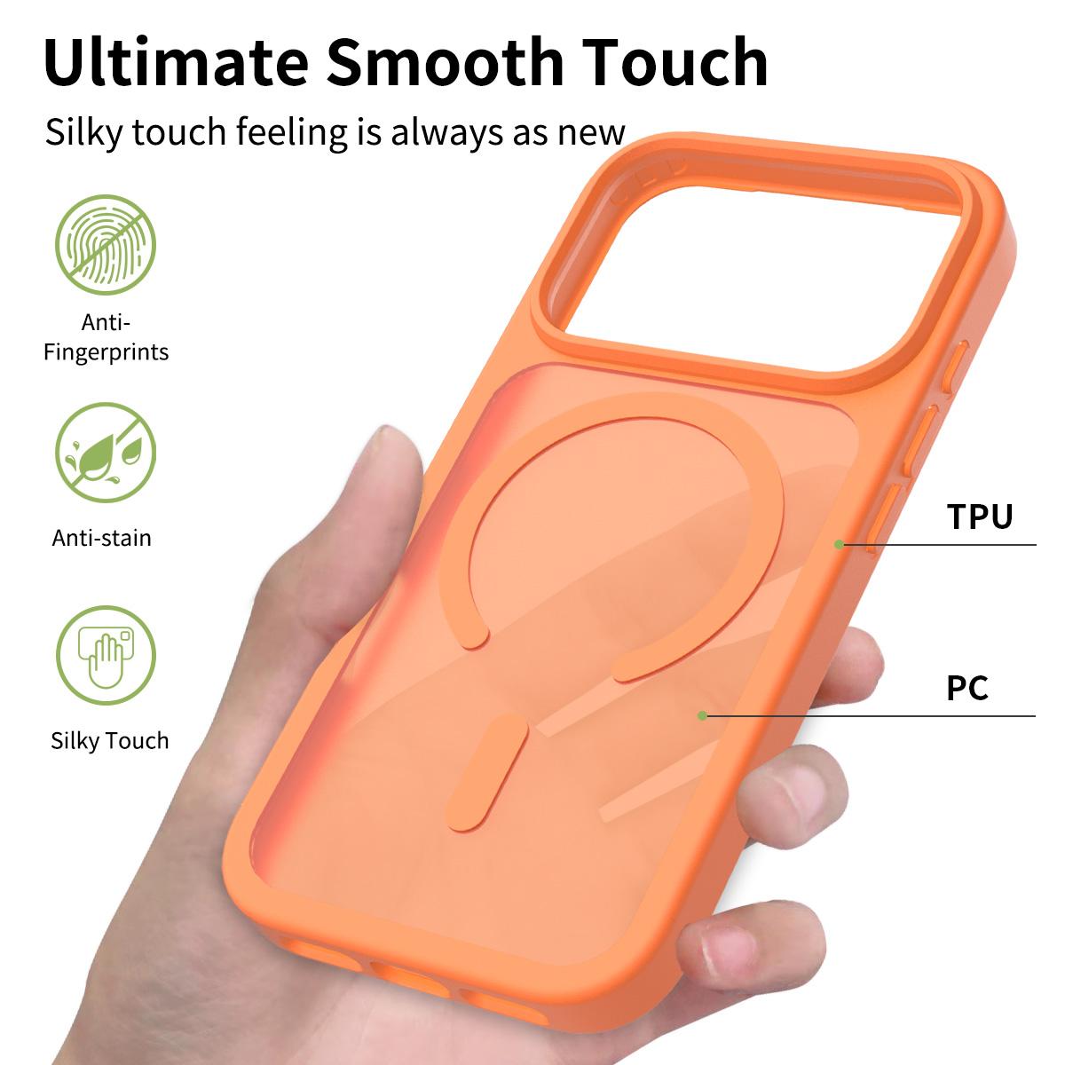 For iPhone 18 Pro Max Skin Feel TPU Hybrid PC MagSafe Phone Case - Orange - EDA010189001J