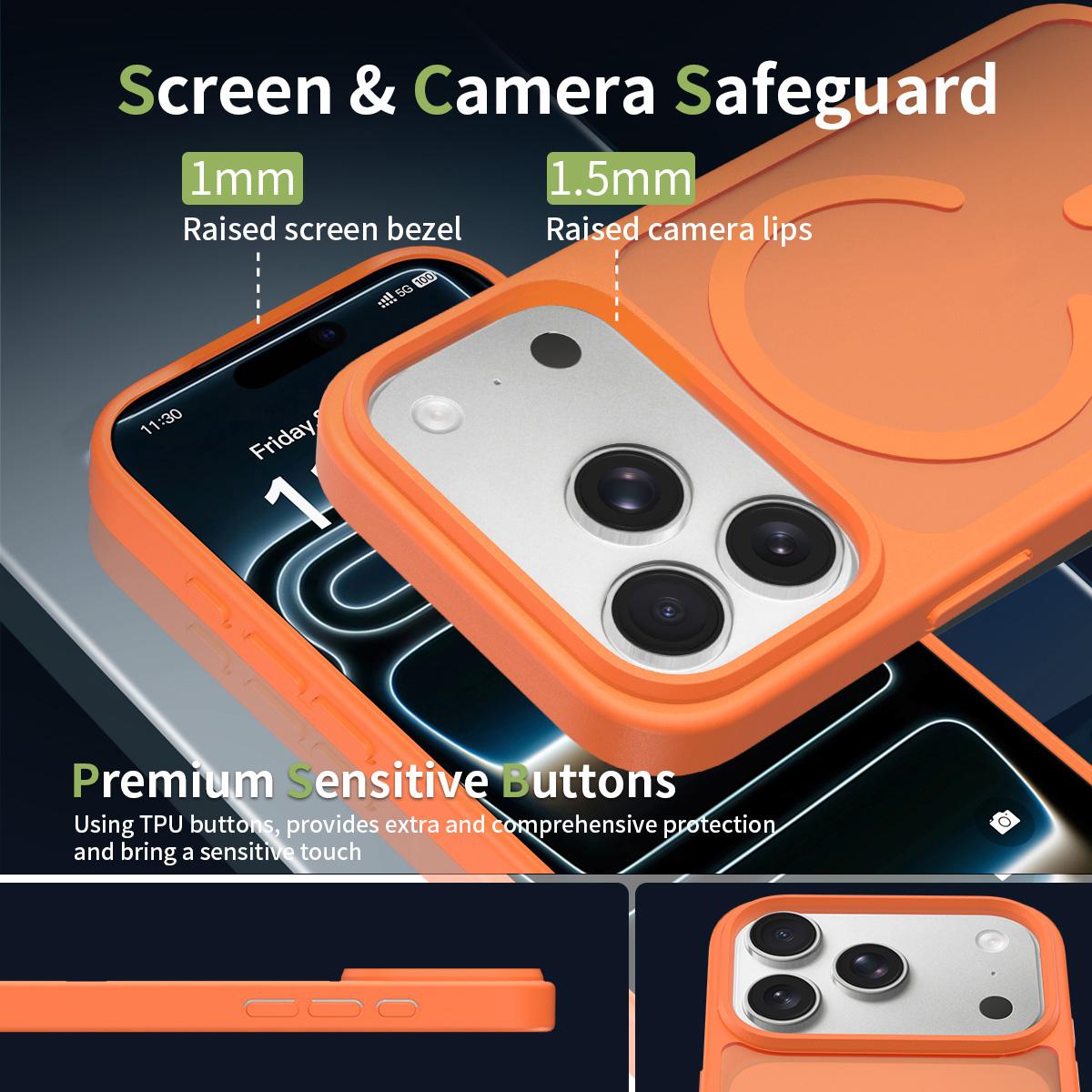 For iPhone 18 Pro Max Skin Feel TPU Hybrid PC MagSafe Phone Case - Orange - EDA010189001J