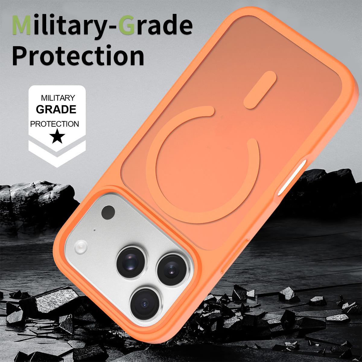 For iPhone 18 Pro Max Skin Feel TPU Hybrid PC MagSafe Phone Case - Orange - EDA010189001J