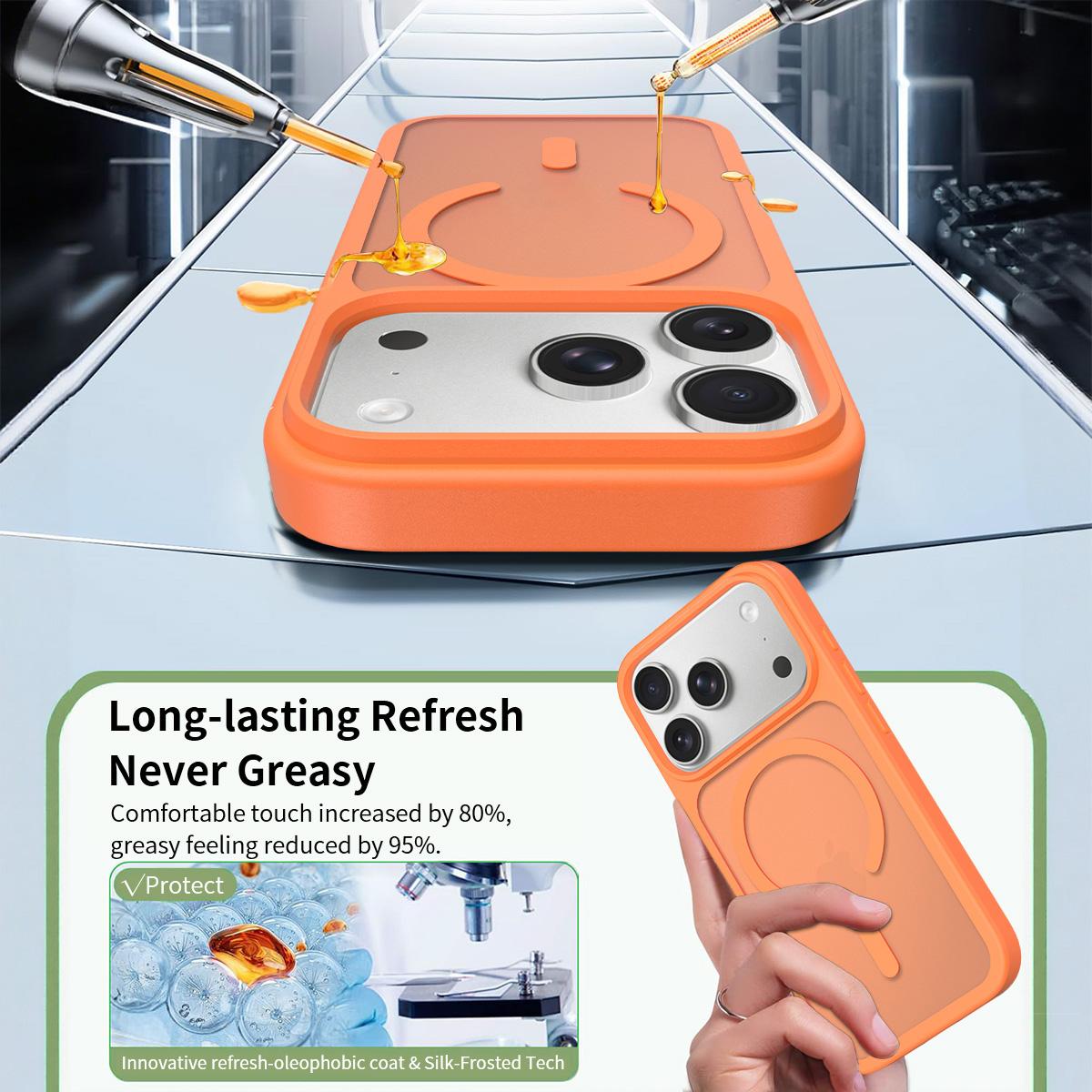 For iPhone 18 Pro Max Skin Feel TPU Hybrid PC MagSafe Phone Case - Orange - EDA010189001J
