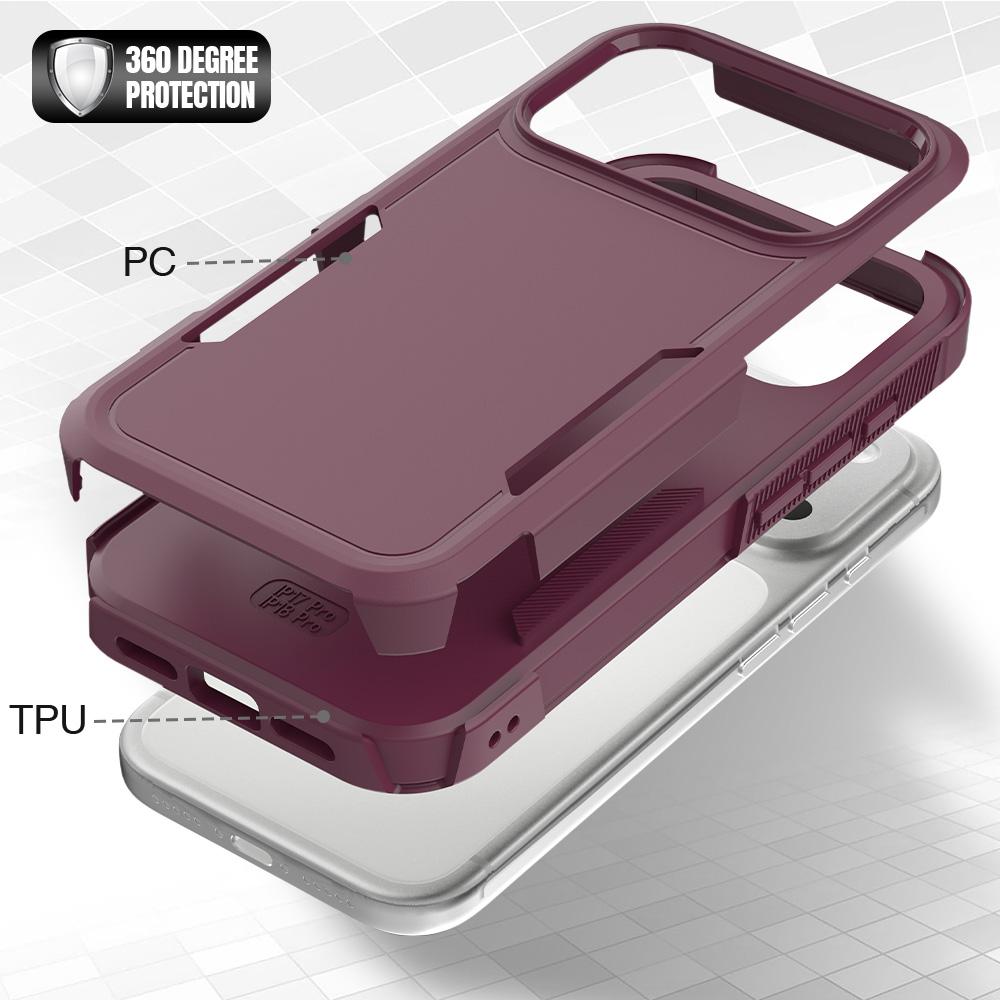 For iPhone 18 Pro 2 in 1 PC + TPU Phone Case - Cherry Red - EDA010189102H