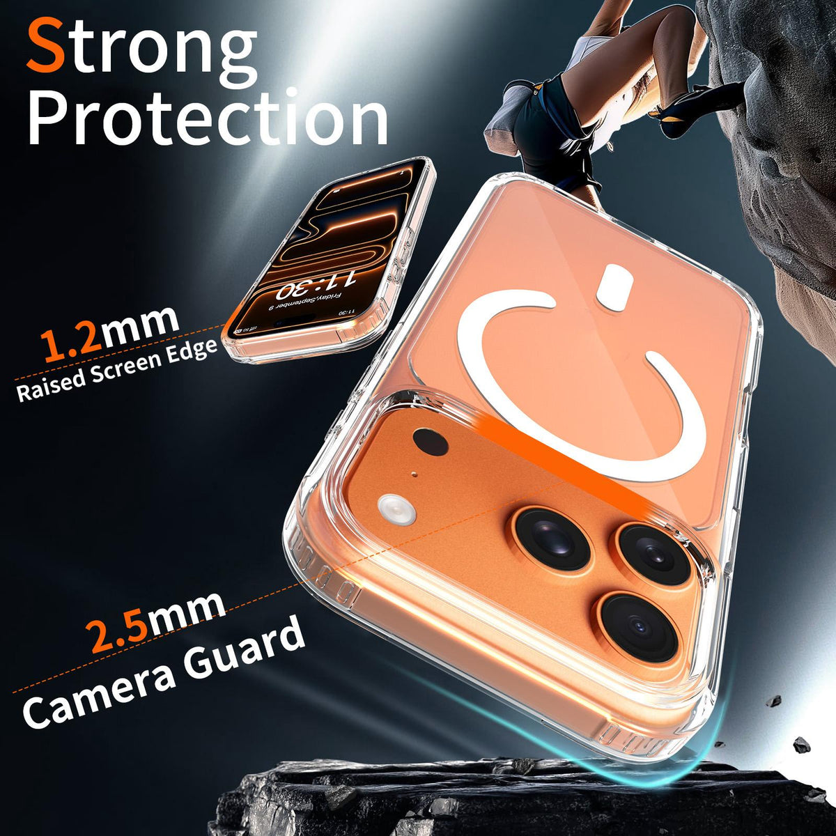 For iPhone 18 Pro Scratch-proof Acrylic 2.0mm Crystal Magnetic Phone Case - Transparent - EDA010189501A