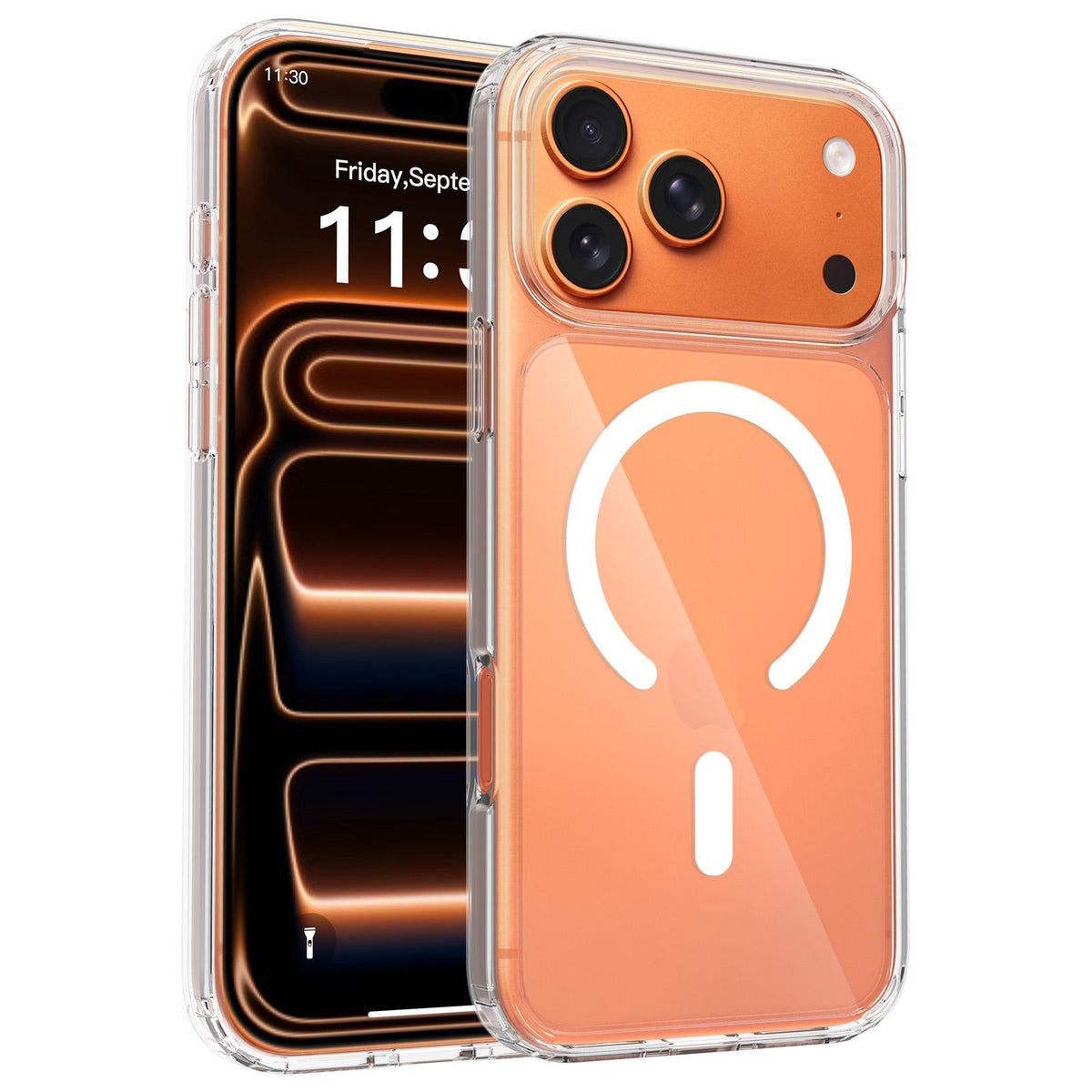 For iPhone 17 Pro Max Scratch-proof Acrylic 2.0mm Crystal Magnetic Phone Case - Transparent - EDA010189503A