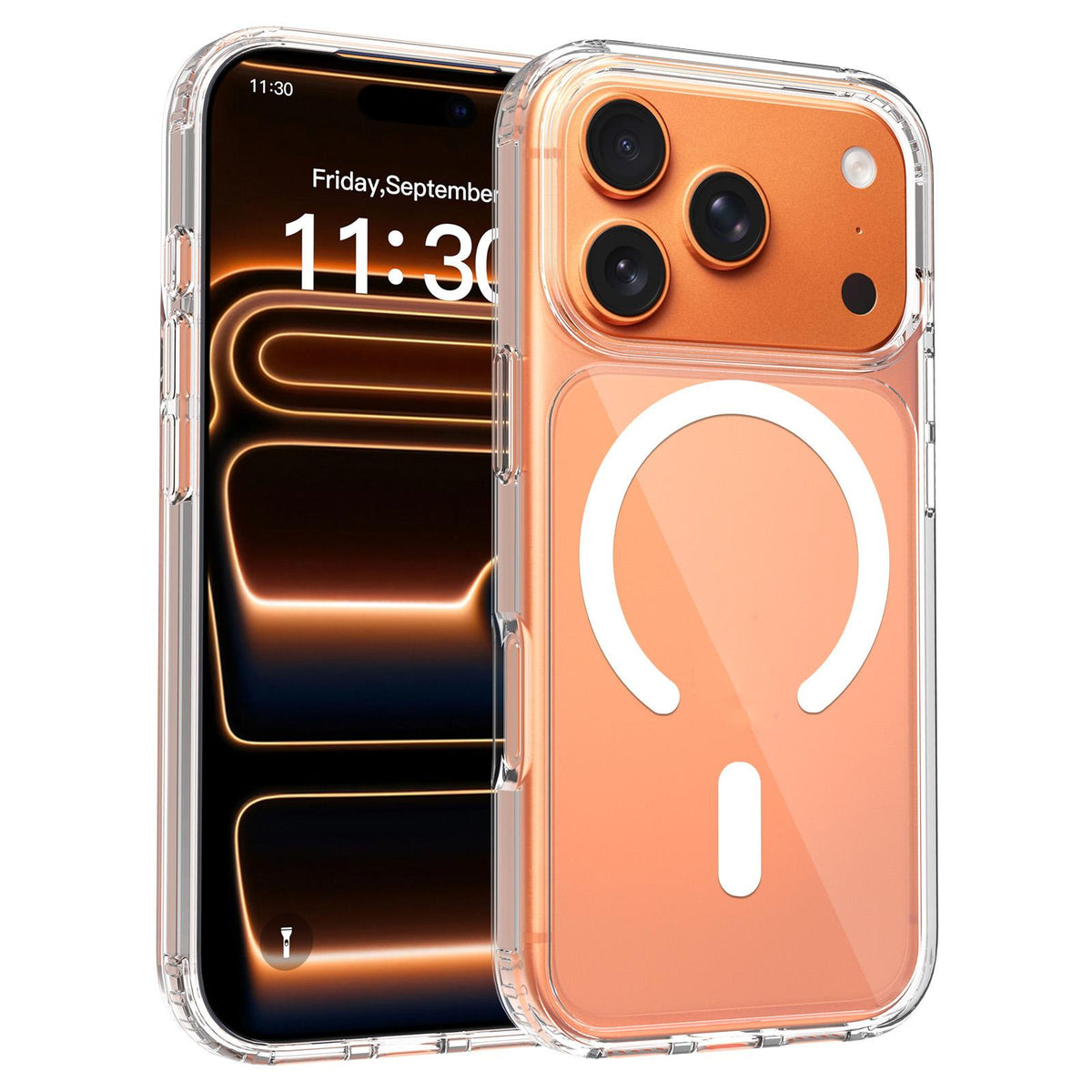 For iPhone 17 Pro Scratch-proof Acrylic 2.0mm Crystal Magnetic Phone Case - Transparent - EDA010189504A