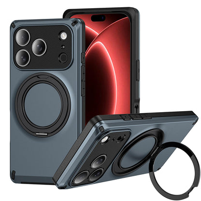 For iPhone 18 Pro Magnetic 360 Degree Ring Holder Phone Case - Dark Blue - EDA010192401C