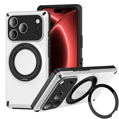 For iPhone 18 Pro Max Magnetic 360 Degree Ring Holder Phone Case - White - EDA010192402A