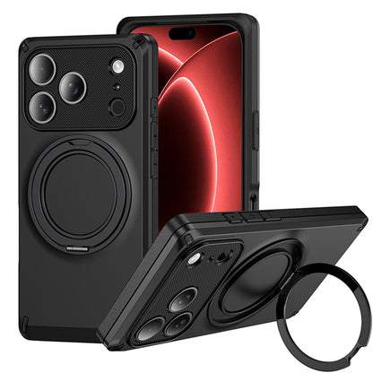 For iPhone 18 Pro Max Magnetic 360 Degree Ring Holder Phone Case - Black - EDA010192402B
