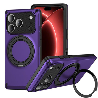 For iPhone 18 Pro Max Magnetic 360 Degree Ring Holder Phone Case - Purple - EDA010192402G