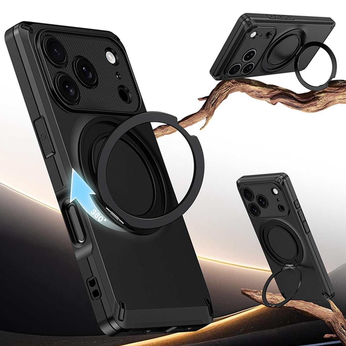 For iPhone 17 Pro Magnetic 360 Degree Ring Holder Phone Case - Orange - EDA010192404I