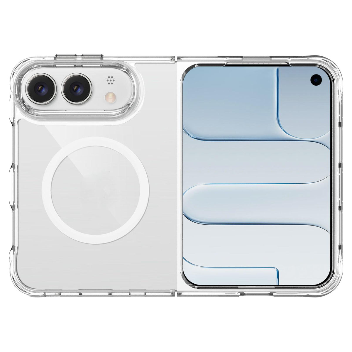 For iPhone Duo TPU + PC Hybrid 2.5mm Thick Shockproof Magnetic Phone Case - Transparent - EDA010192901A